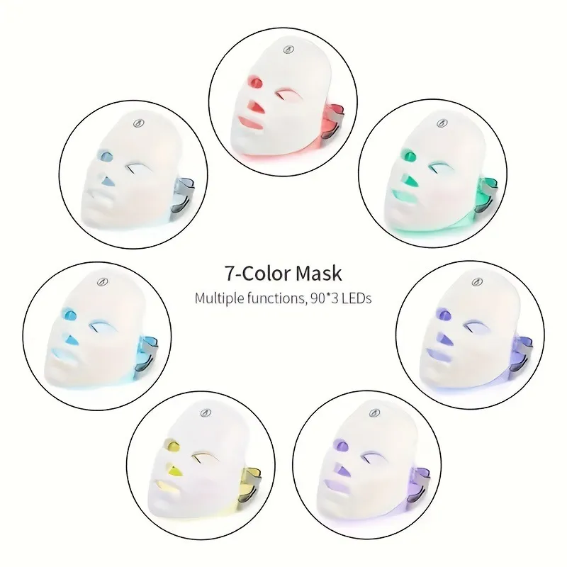 Máscara Facial de Terapia LED de Cores OEM 7 Dispositivo de Beleza de Rejuvenescimento da Pele