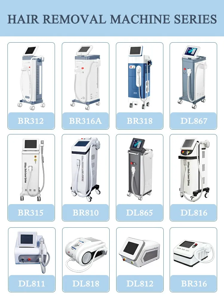 Dispositivo de Epilação a Laser Alexandrite 808nm Dispositivo de Remoção de Pelo a Diode Permanente