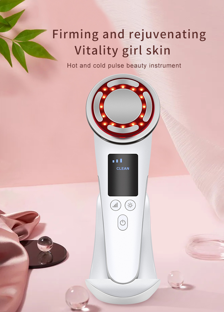 Dispositivo de Beleza com Terapia de Luz LED para Massagem Facial, Remoção de Rugas, Aperto da Pele e Cuidado Facial com Função de Calor e Frio