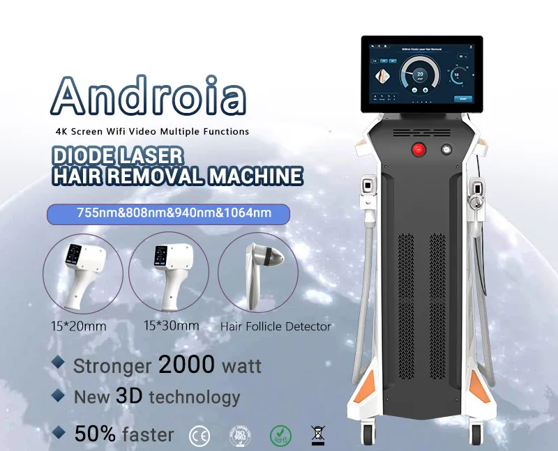 Máquina de Laser Diode para Remoção de Pelo a Laser Profissional e Indolor Equipamento para Salão de Beleza