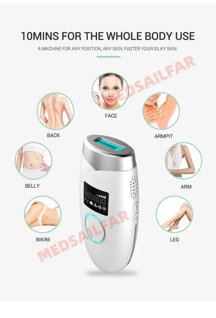 Dispositivo portátil de rejuvenescimento da pele e remoção permanente de pelos a laser IPL para uso doméstico