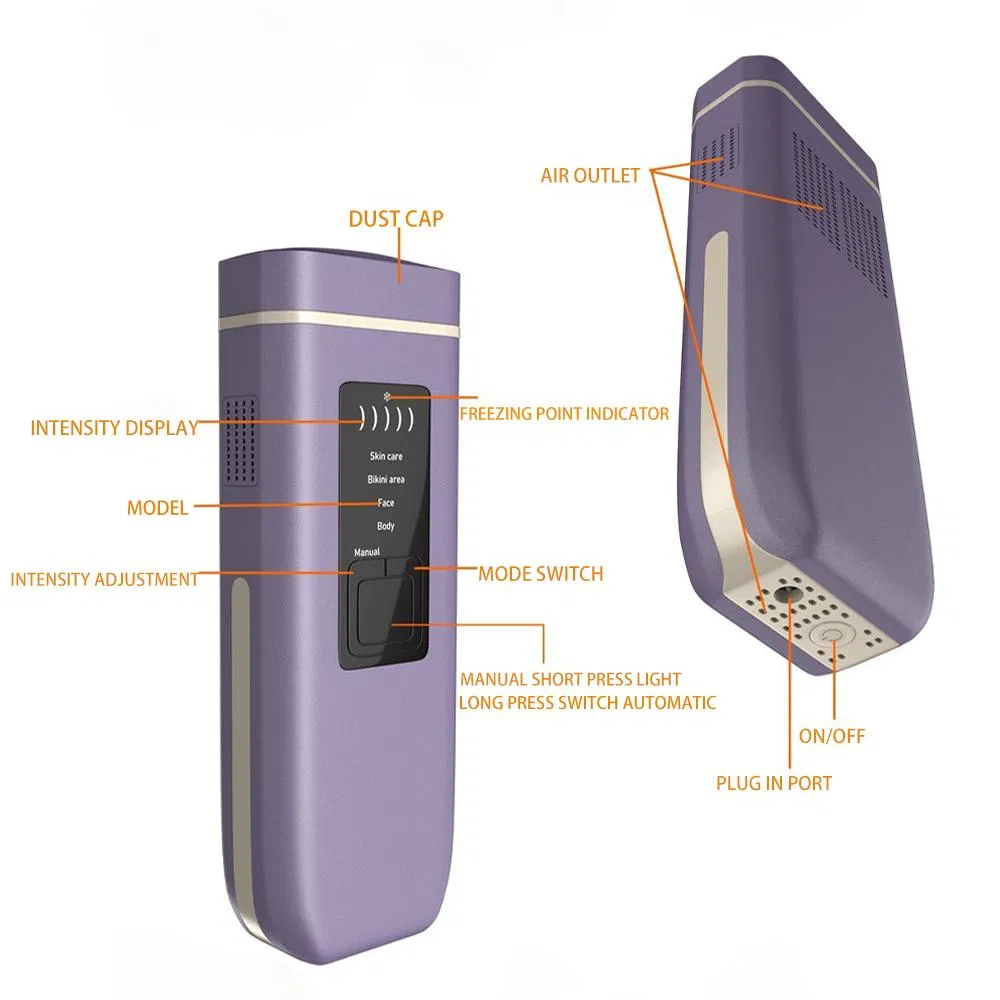 Melhor Dispositivo de Remoção de Cabelo IPL para Uso Doméstico com Rejuvenescimento da Pele e Ponto de Congelamento Portátil