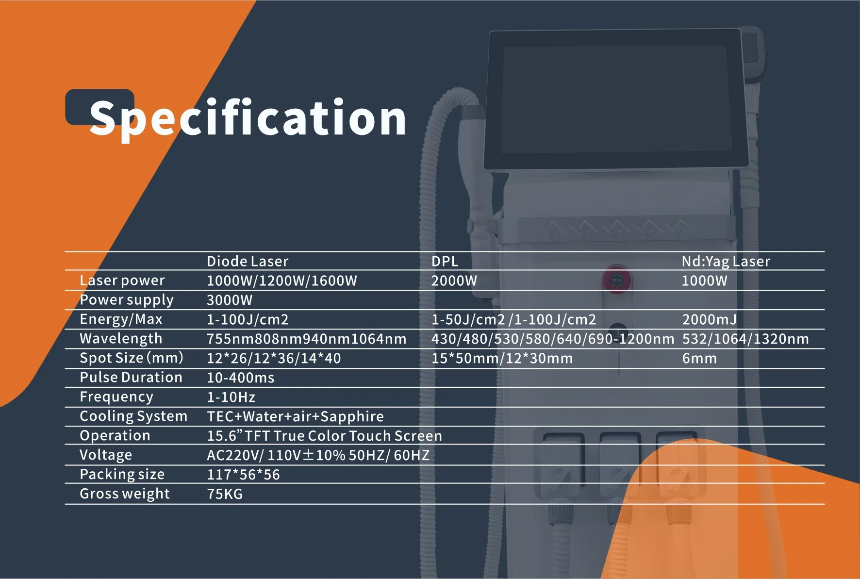 Máquina de Beleza a Laser IPL ND YAG 3-em-1