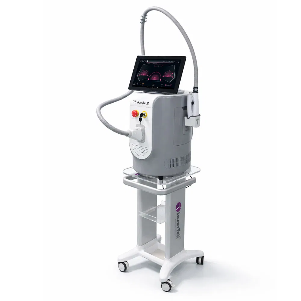 Máquina Profissional de Remoção de Pêlos a Laser Alexandrite Sem Contato 755nm para Estética Médica, Pigmentação e Rejuvenescimento da Pele