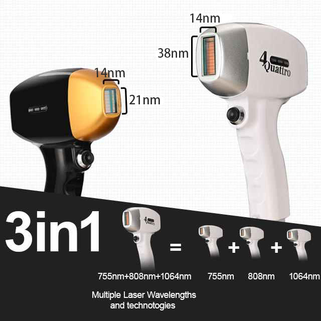 Dispositivo de Remoção de Pelo a Laser Diode de Preço de Fábrica Chinês Três Ondas 755nm 808nm 1064nm