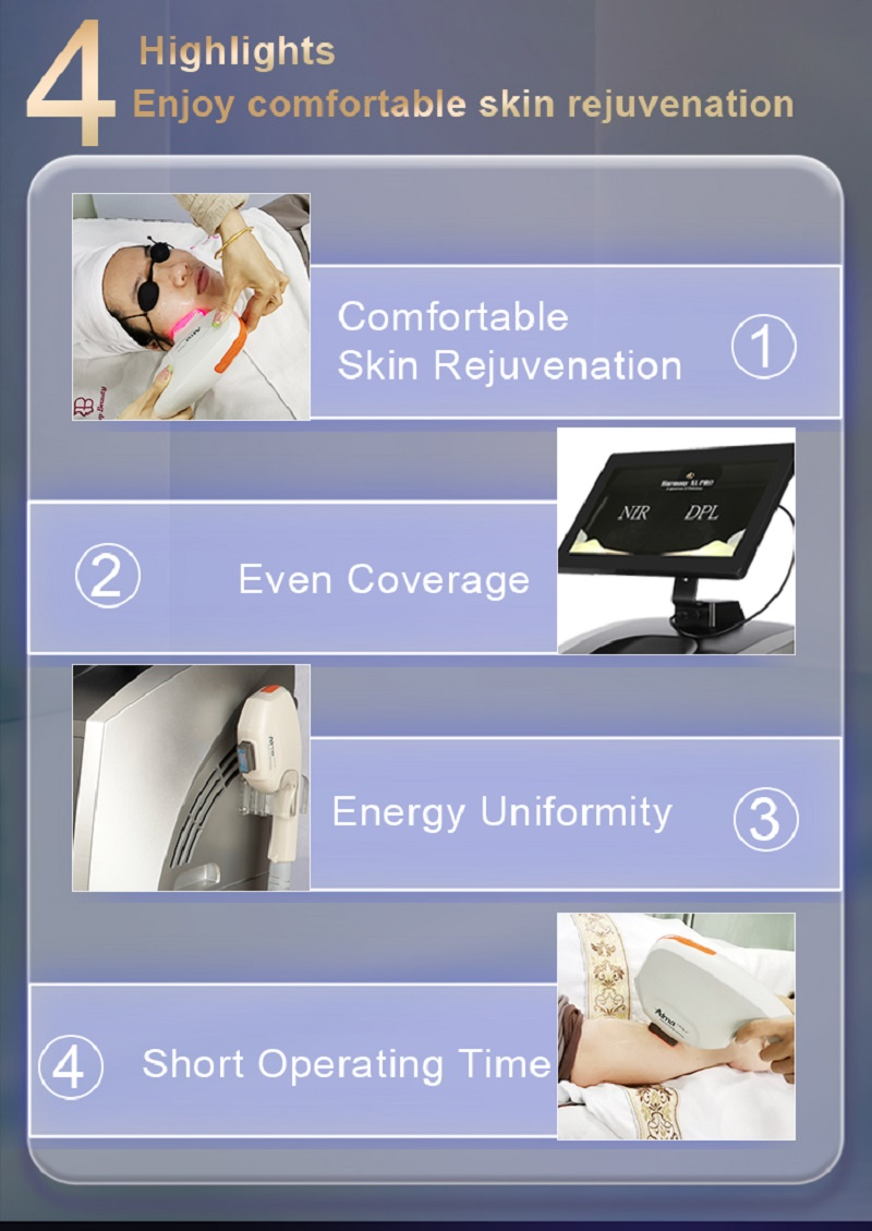 Máquina profissional IPL Dpl para remoção de pelos, rejuvenescimento da pele e pigmentação