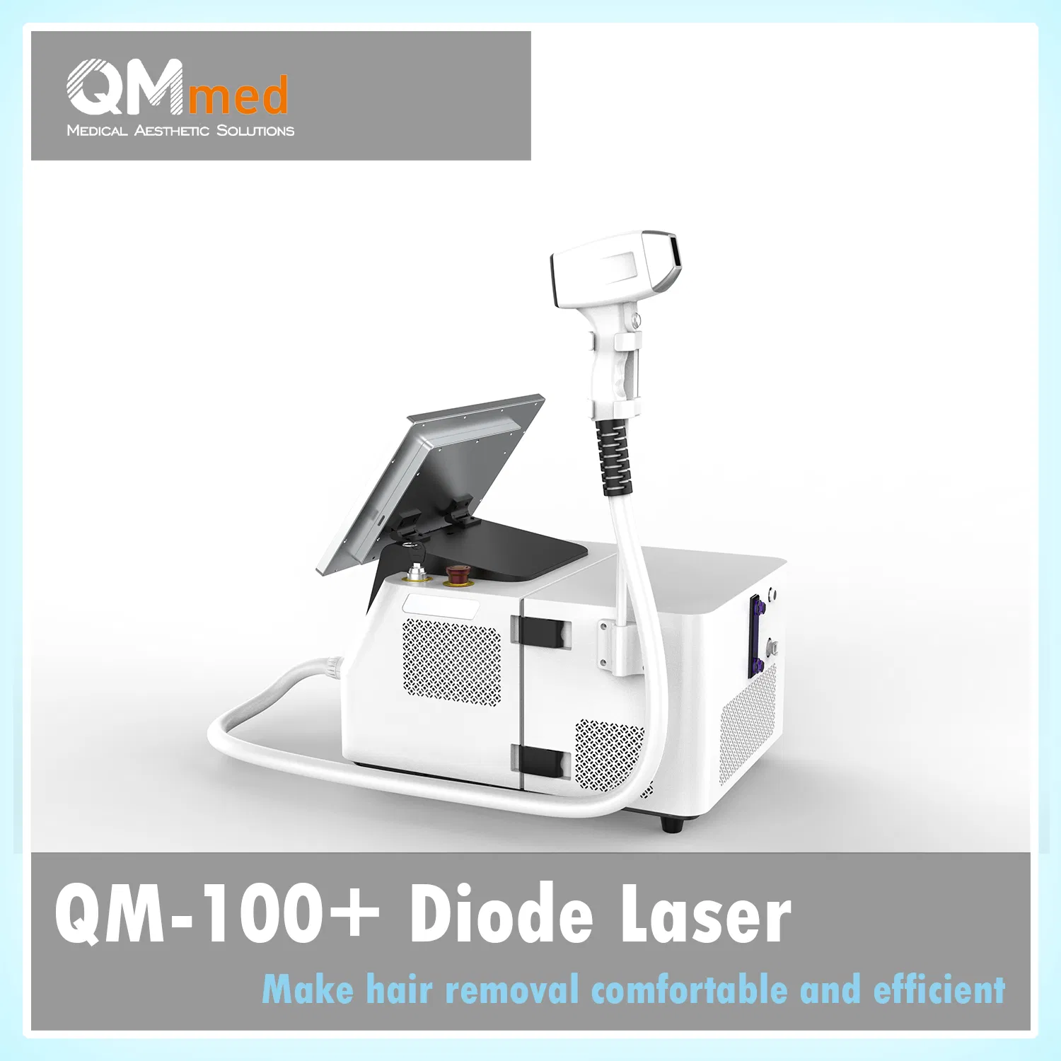 Qm-100+ 2026 Máquina de Remoção de Pelo a Laser de Diodo Portátil 808nm Comprimento de Onda Triplo Quádruplo Opcional 1000W1200W1600W Dispositivo de Fonte de Alimentação a Laser