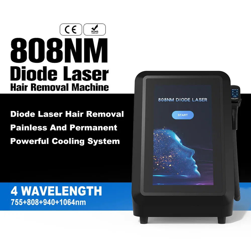 Equipamento Médico OEM ODM Laser de Diodo 755 808 940 1064nm 4 Comprimento de Onda Equipamento de Remoção de Cabelo a Laser para Salão de Beleza