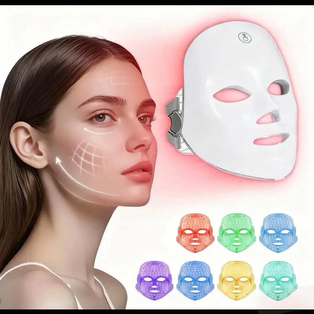 Máscara Facial de Terapia LED de Cores OEM 7 Dispositivo de Beleza de Rejuvenescimento da Pele