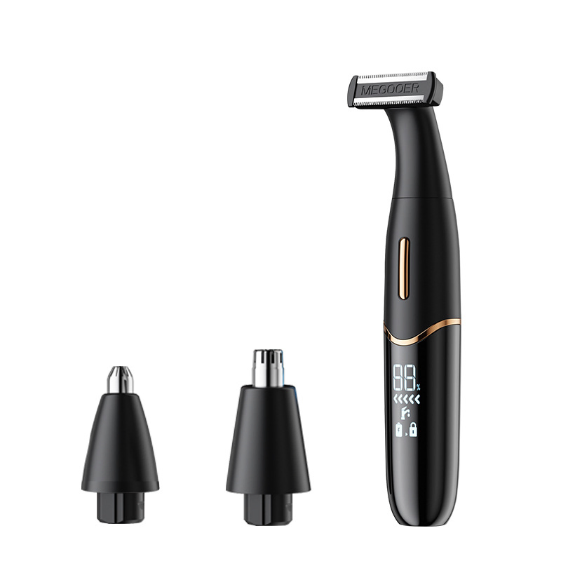 Conjunto de Cuidados Masculinos à Prova d'Água Multi Função 3 em 1 Aparador Elétrico de Corpo e Bikini com Display LCD e Carregamento USB