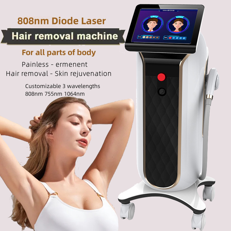 Removedor de pelos a laser profissional 808nm Máquina de depilação a laser diodo