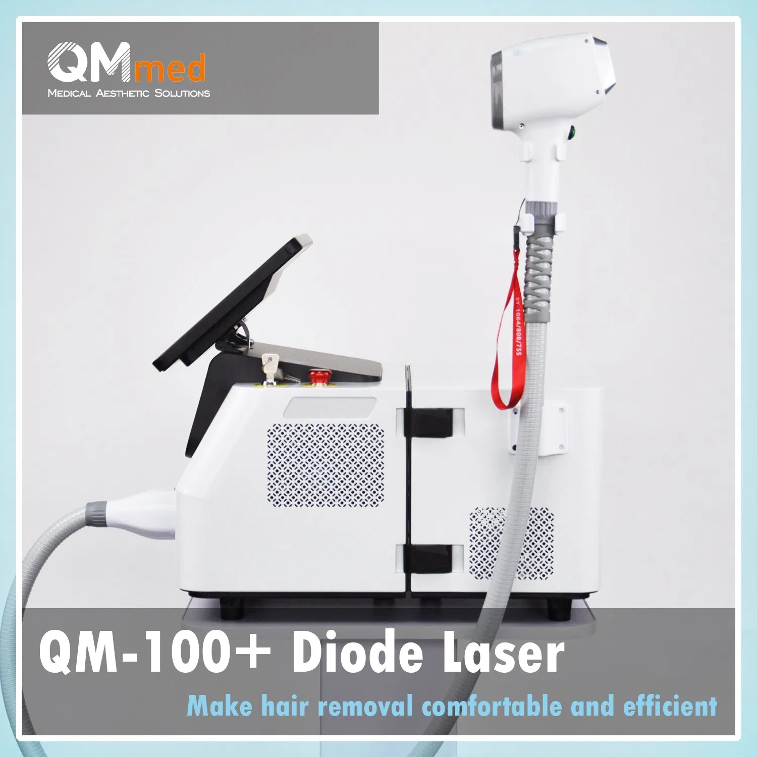 Qm-100+ 2026 Máquina de Remoção de Pelo a Laser de Diodo Portátil 808nm Comprimento de Onda Triplo Quádruplo Opcional 1000W1200W1600W Dispositivo de Fonte de Alimentação a Laser
