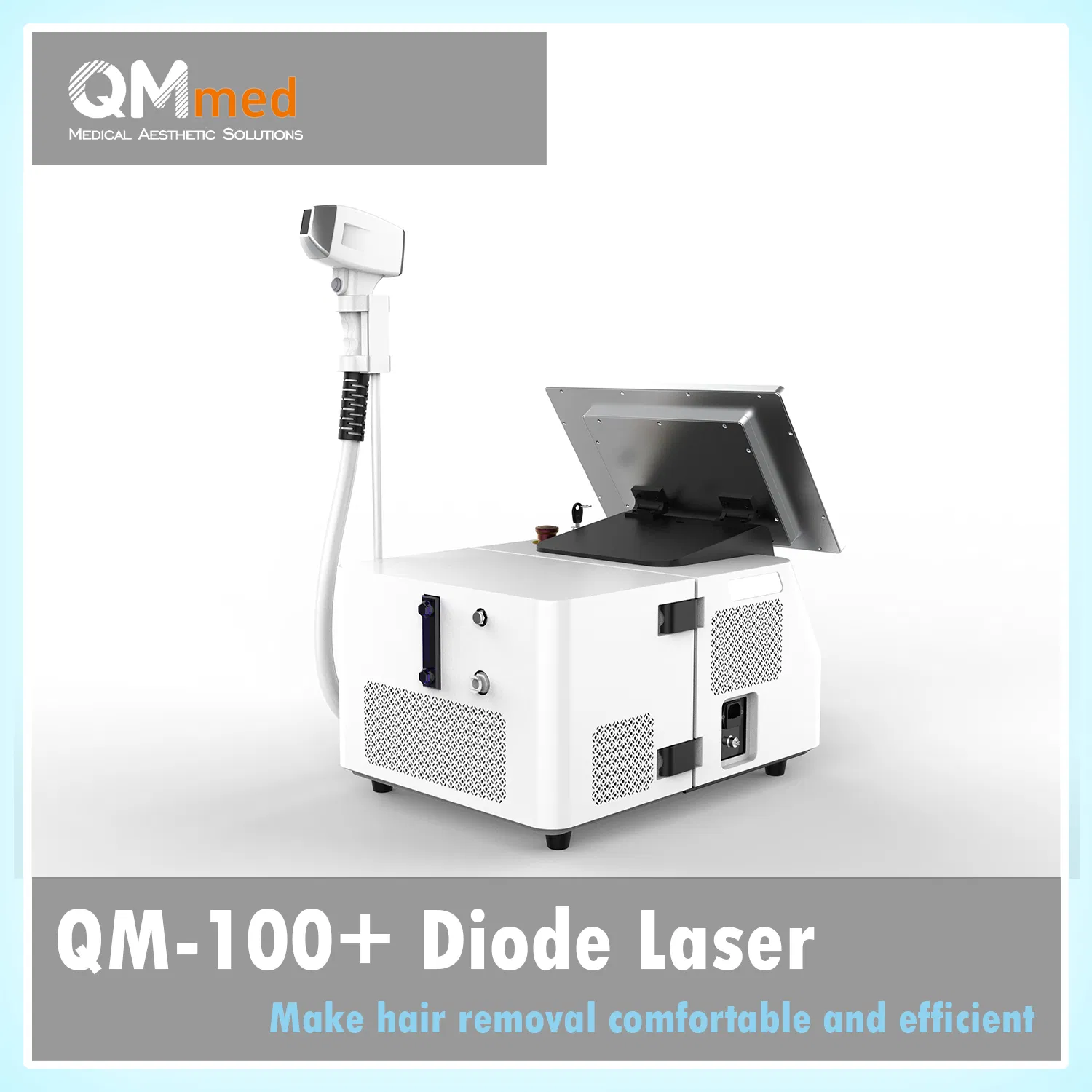 Qm-100+ 2026 Máquina de Remoção de Pelo a Laser de Diodo Portátil 808nm Comprimento de Onda Triplo Quádruplo Opcional 1000W1200W1600W Dispositivo de Fonte de Alimentação a Laser