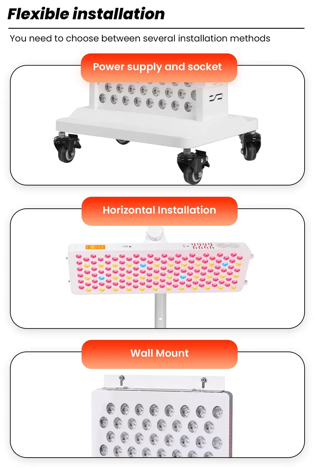 Painel de Terapia com Luz Vermelha de LED de Múltiplos Comprimentos de Onda para Beleza da Pele