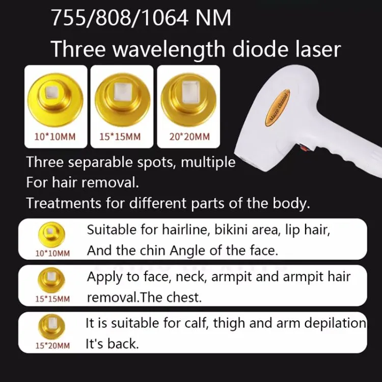 Remoção de Cabelo a Laser 808nm Laser Diode 755 808 1064 Dispositivo Portátil de Remoção de Cabelo a Laser Ice