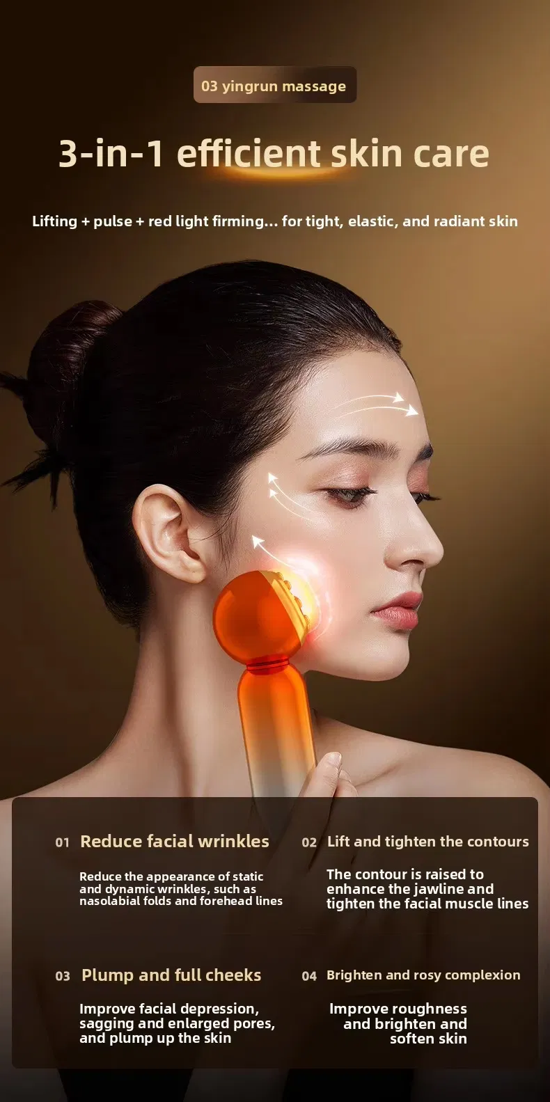 Dispositivo de Lifting Facial 3-in-1 com Terapia de Luz LED + EMS + RF