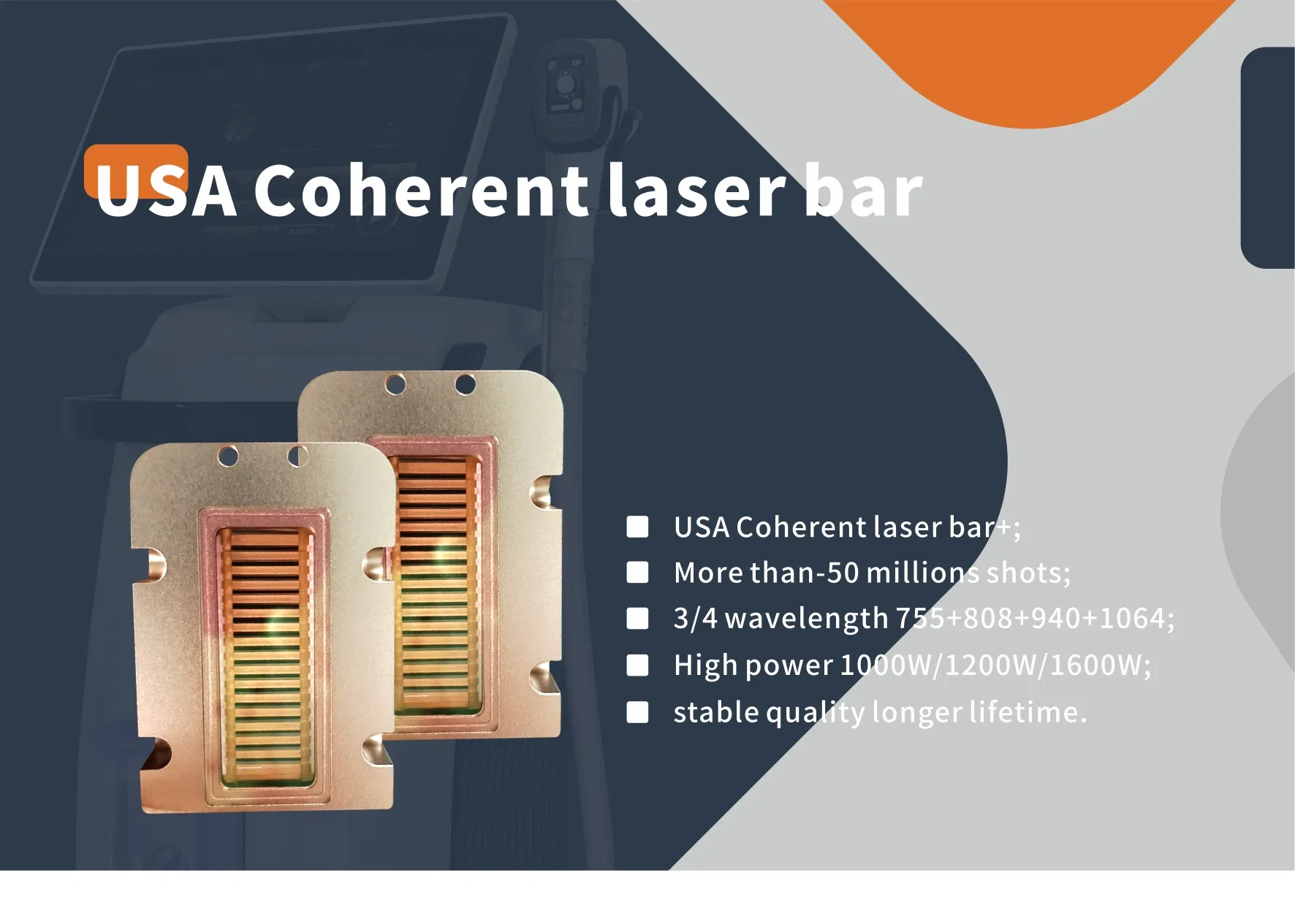Fornecimento de Fábrica Dispositivo de Remoção de Cabelo de Alta Potência Rejuvenescimento da Pele Clareamento da Pele Cabo de Resfriamento 3wavelenths Dispositivo de Remoção de Cabelo a Laser de Diodo