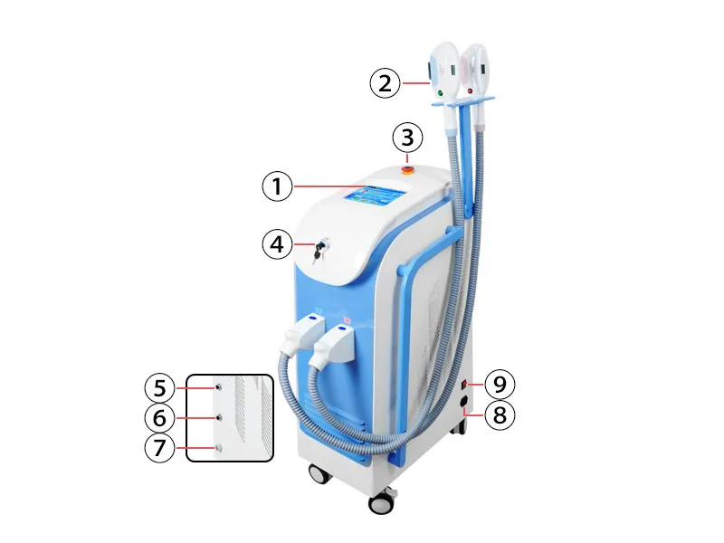Dispositivo de Beleza Vertical, Dispositivo de Remoção de Cabelo a Laser Elétrico e Magnético Indolor, Dispositivo de Beleza para Remoção de Cabelo a Laser nas Cores Azul e Branco