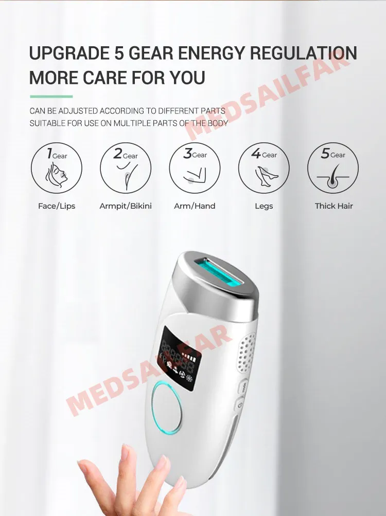 Dispositivo portátil de rejuvenescimento da pele e remoção permanente de pelos a laser IPL para uso doméstico