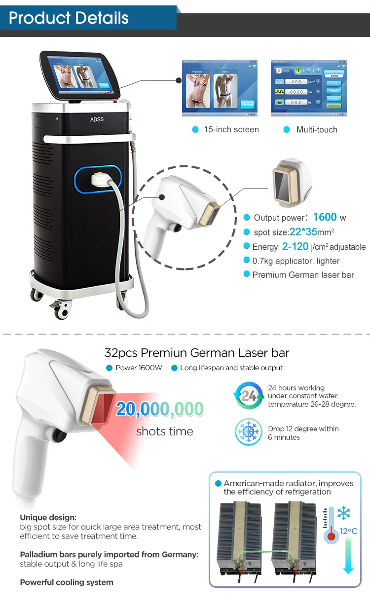 Equipamento de Salão de Beleza para Remoção de Pelo a Laser de Alexandrite Laser Diode