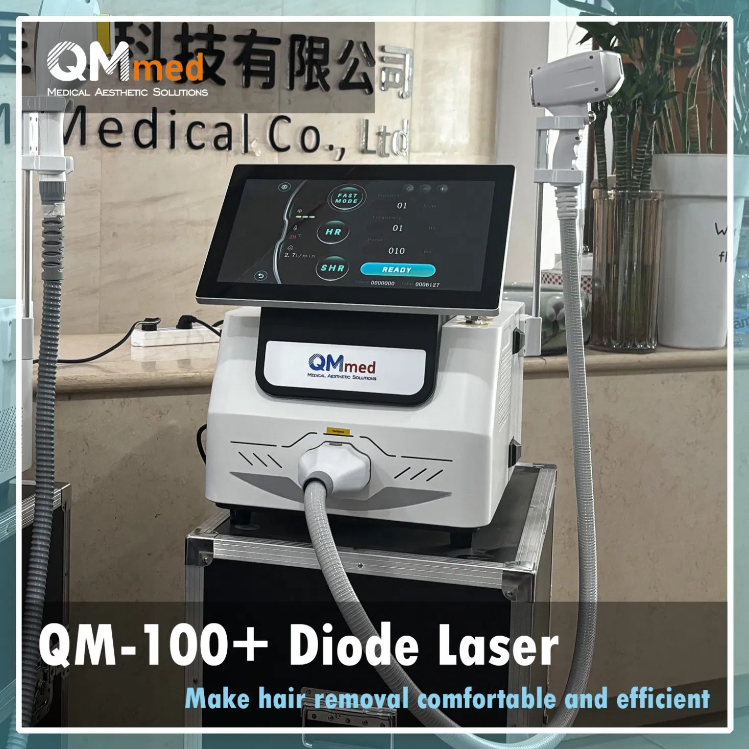 Qm-100+ 2026 Máquina de Remoção de Pelo a Laser de Diodo Portátil 808nm Comprimento de Onda Triplo Quádruplo Opcional 1000W1200W1600W Dispositivo de Fonte de Alimentação a Laser