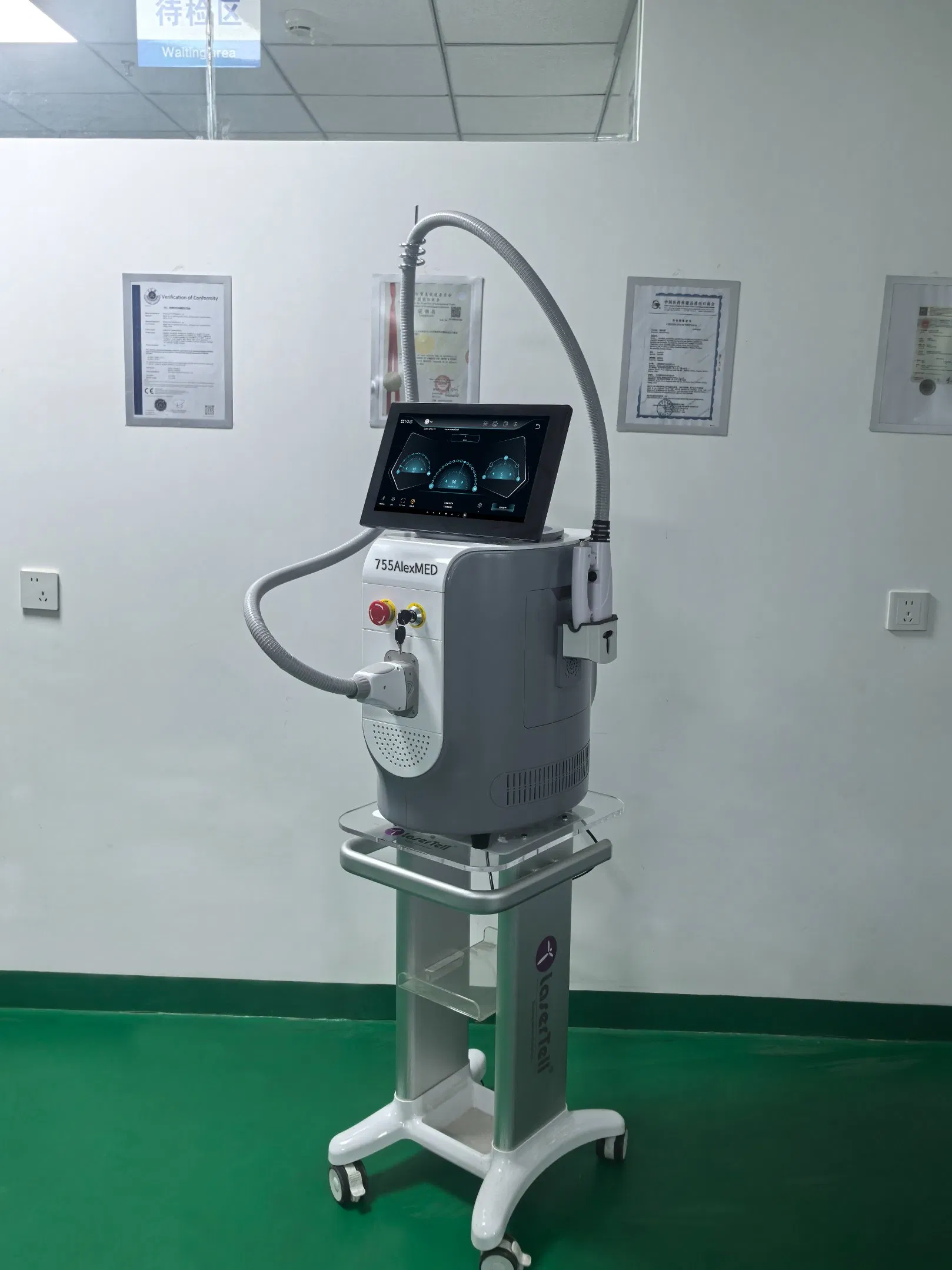 Máquina Profissional de Remoção de Pêlos a Laser Alexandrite Sem Contato 755nm para Estética Médica, Pigmentação e Rejuvenescimento da Pele