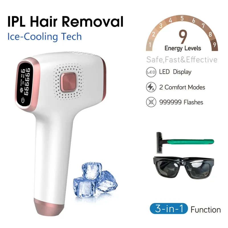 Dispositivo de Remoção de Pelo IPL com Resfriamento a Gelo, Sem Queimaduras, Seguro para Pele Sensível, Removedor de Pelo para o Corpo Inteiro, OEM