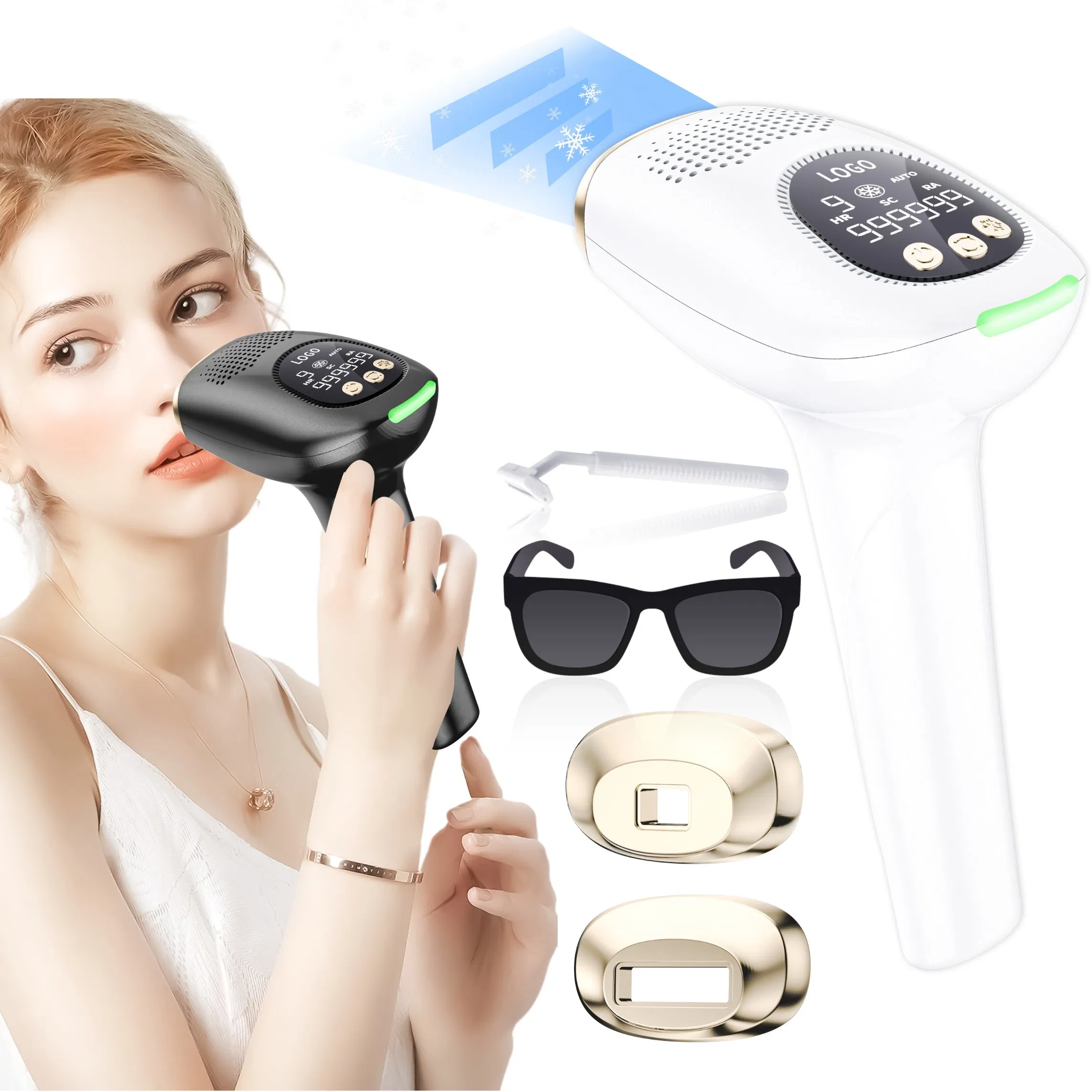Tecnologia de Congelamento Indolor Dispositivo de Remoção de Cabelo por IPL com Resfriamento a Gelo para Beleza