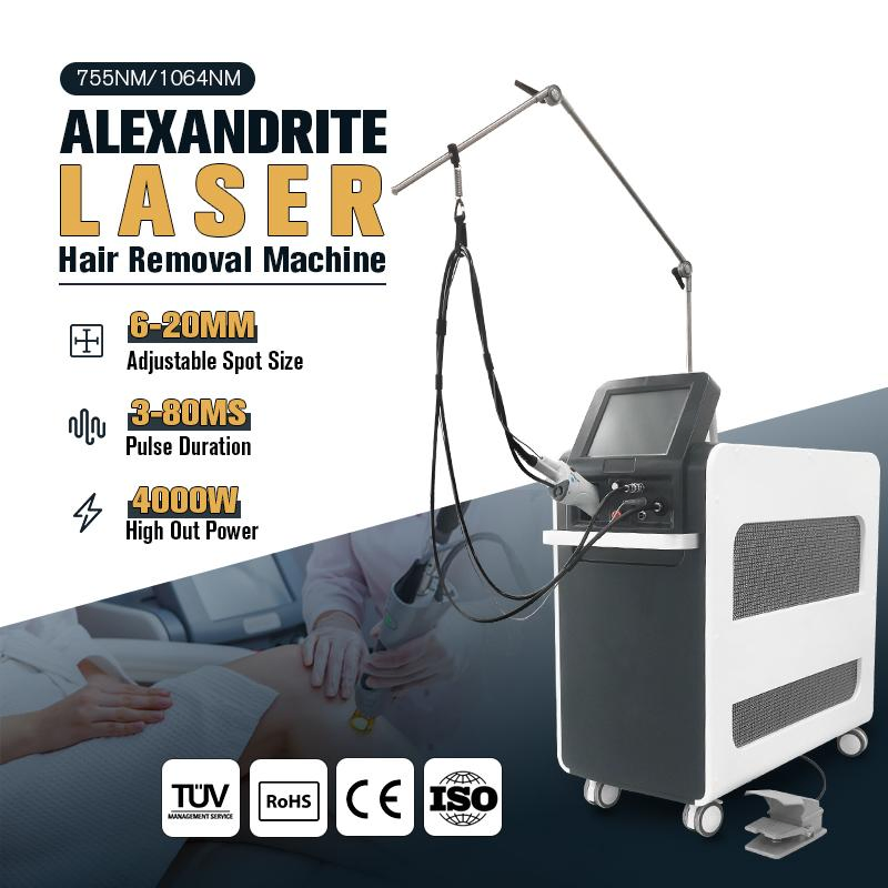 Remoção de pelos a laser com dispositivo de laser de pele de longa pulsação ND YAG Alexandrite 755 Nm