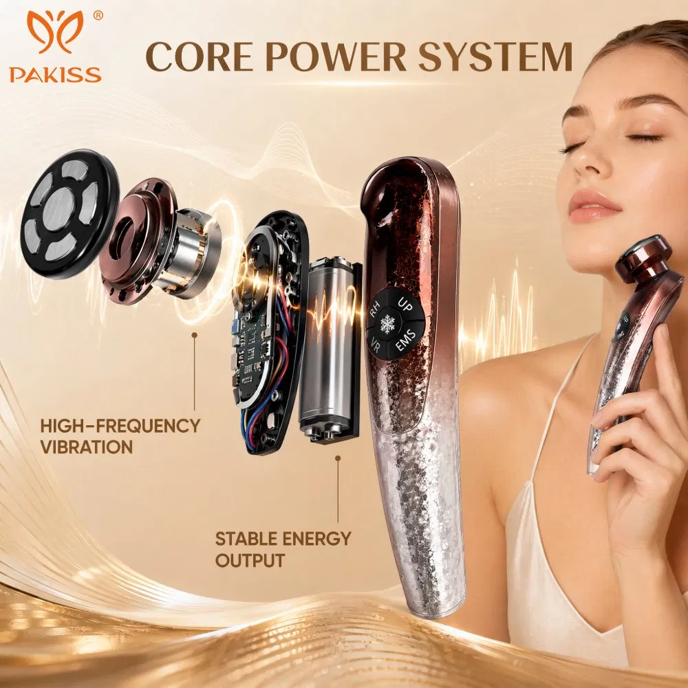 Pakiss 6-in-1 Lifting Facial por Radiofrequência, Fototerapia LED, Compressa de Gelo, Dispositivo de Beleza com Microcorrente EMS