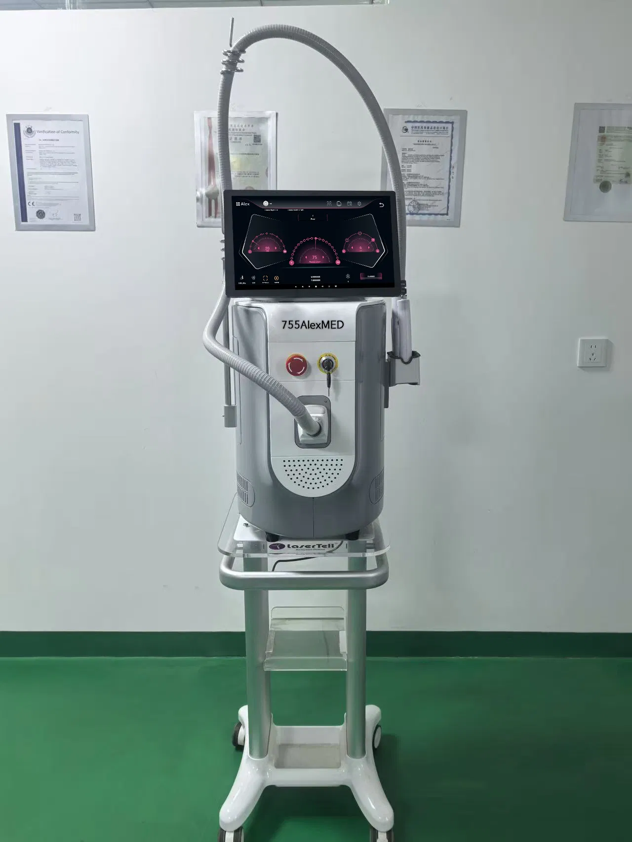 Máquina Profissional de Remoção de Pêlos a Laser Alexandrite Sem Contato 755nm para Estética Médica, Pigmentação e Rejuvenescimento da Pele