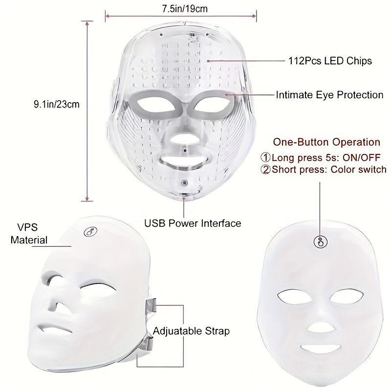 Máscara Facial de Terapia LED de Cores OEM 7 Dispositivo de Beleza de Rejuvenescimento da Pele