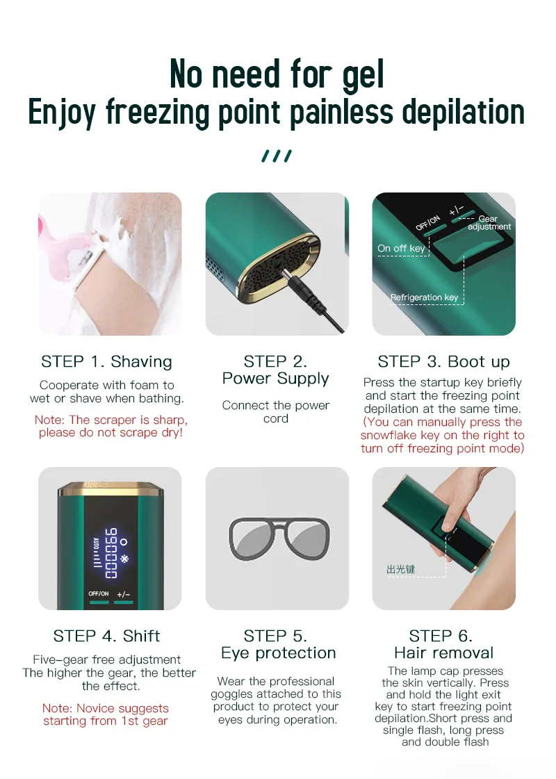 Removedor de pelos elétrico epilador, dispositivo de remoção de pelos a laser IPL mini de safira para uso doméstico SPA