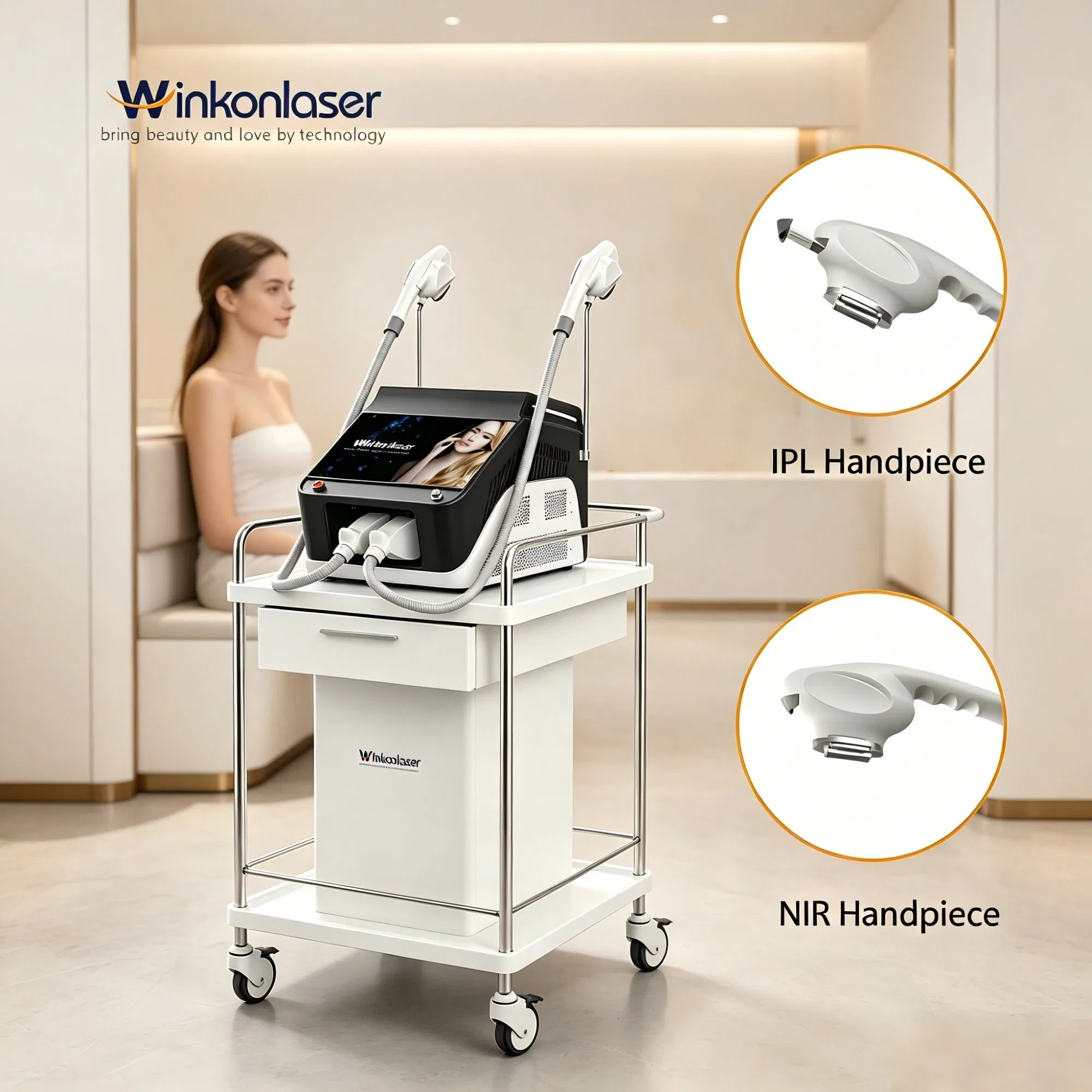 2000W Dpl Nir 2-in-1 Sistema com Filtros de Cristal de Gemas Dispositivo Profissional de Rejuvenescimento da Pele e Remoção de Pelos para Clínica