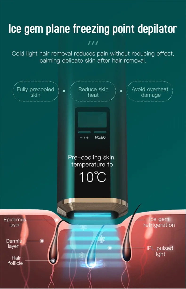 Removedor de pelos elétrico epilador, dispositivo de remoção de pelos a laser IPL mini de safira para uso doméstico SPA