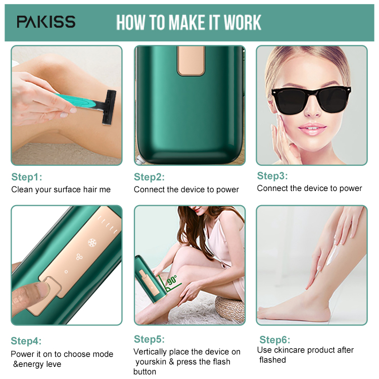 Remoção de pelos em várias áreas para mulheres / Dispositivo de beleza e cuidados pessoais para remoção de pelos (pernas, axilas, bikini, rosto, braços)