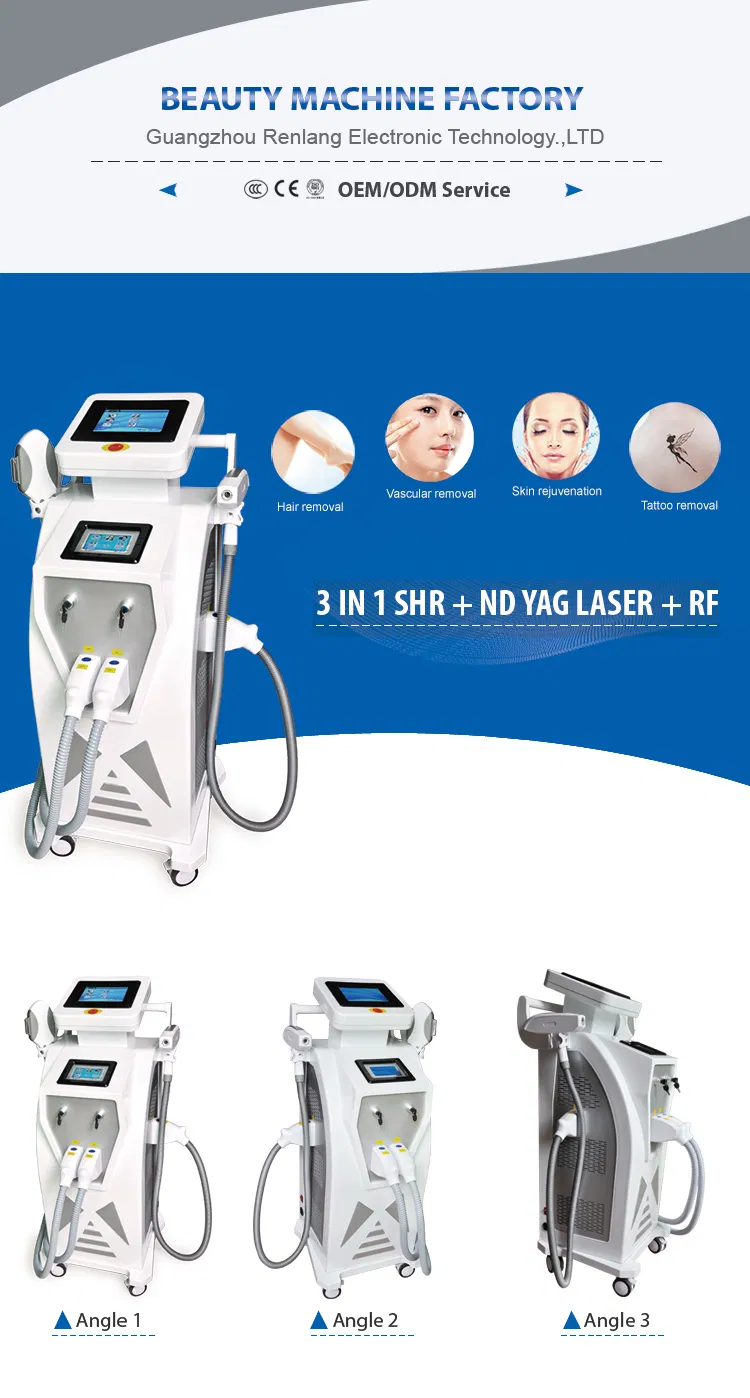 Equipamento de Beleza para Remoção de Tatuagem a Laser RF e Remoção de Pelo IPL em Salão de Beleza