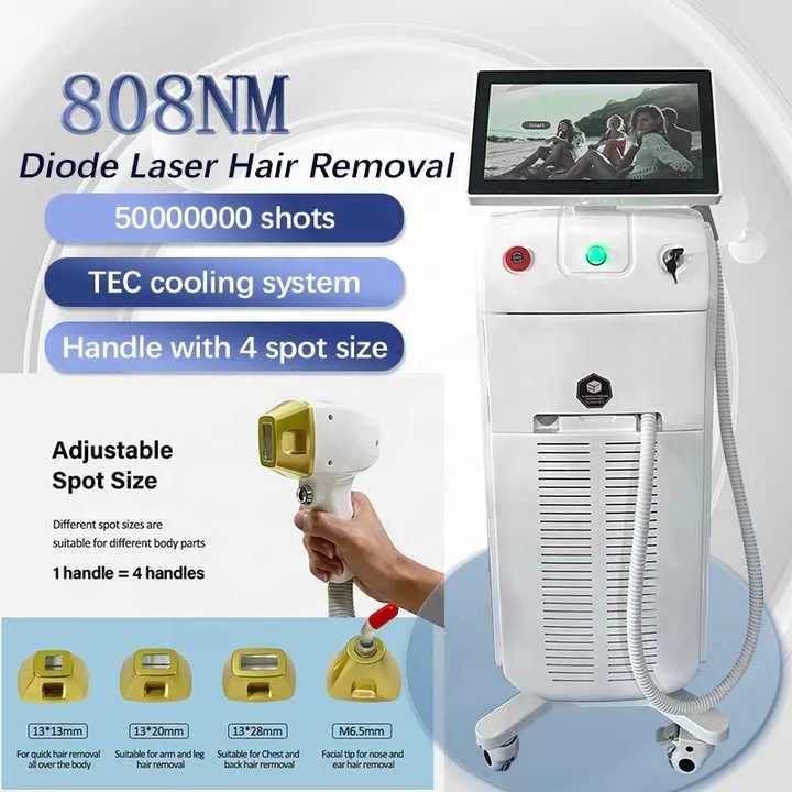 Novo Removedor de Pelos a Laser com Diodo 4 Onda 755 808 1064 Dispositivo de Remoção de Pelos a Laser