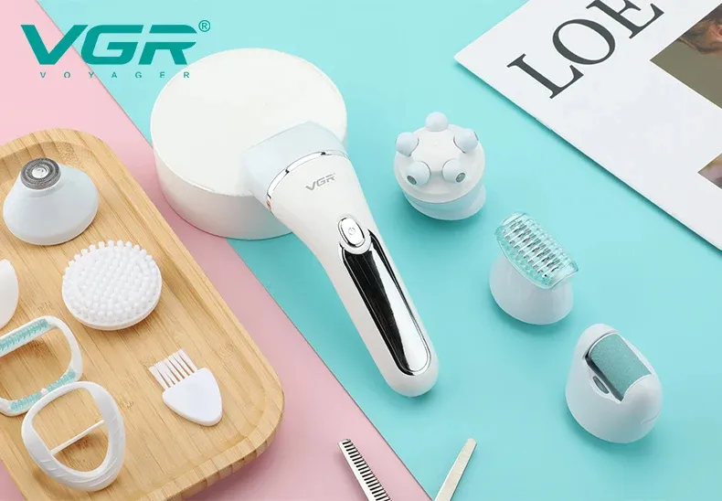 Vgr V-733 Ipx7 À prova d'água 6in1 Kit de Cuidados Feminino Depilador Recarregável Removedor de Calosidades
