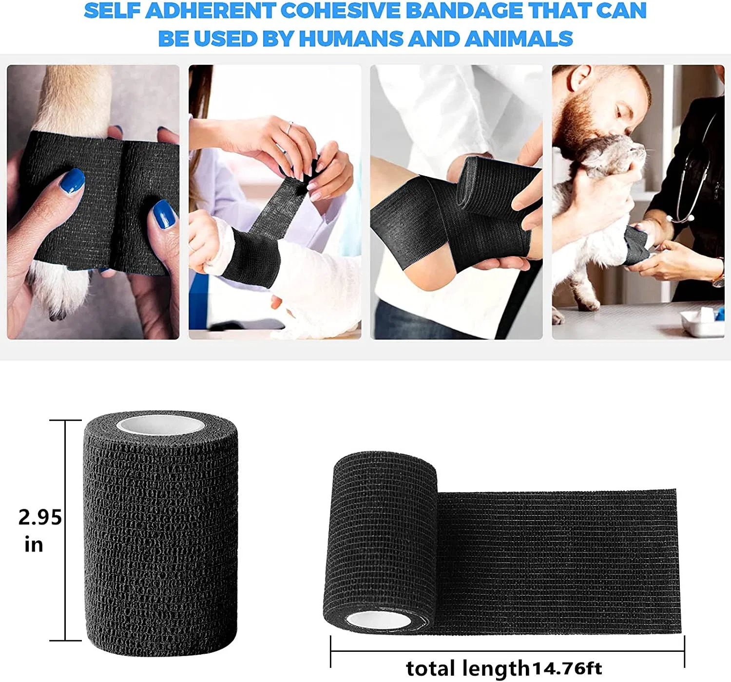 Bandagem Autoadesiva Coesa para Animais de Estimação, Elástica e Respirável, Envoltório Cirúrgico para Proteção das Mãos dos Veterinários