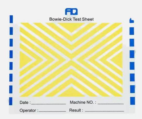 Pacote de Teste Bd para Uso Hospitalar Consumíveis Médicos Descartáveis Folha Bowie Dick para Monitoramento de Esterilização a Vapor