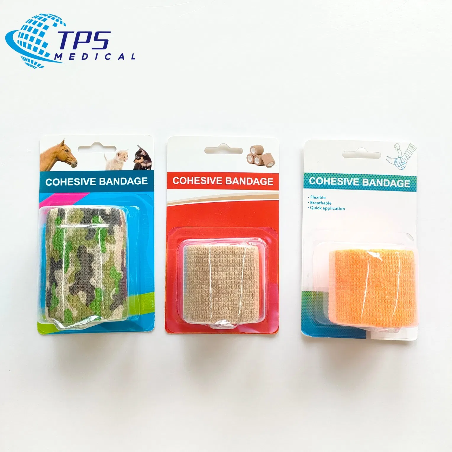 Bandagem Cohesiva Não Woven Auto-Adesiva TPS 25mm X 4.5m Fita Vet de Fácil Rasgo