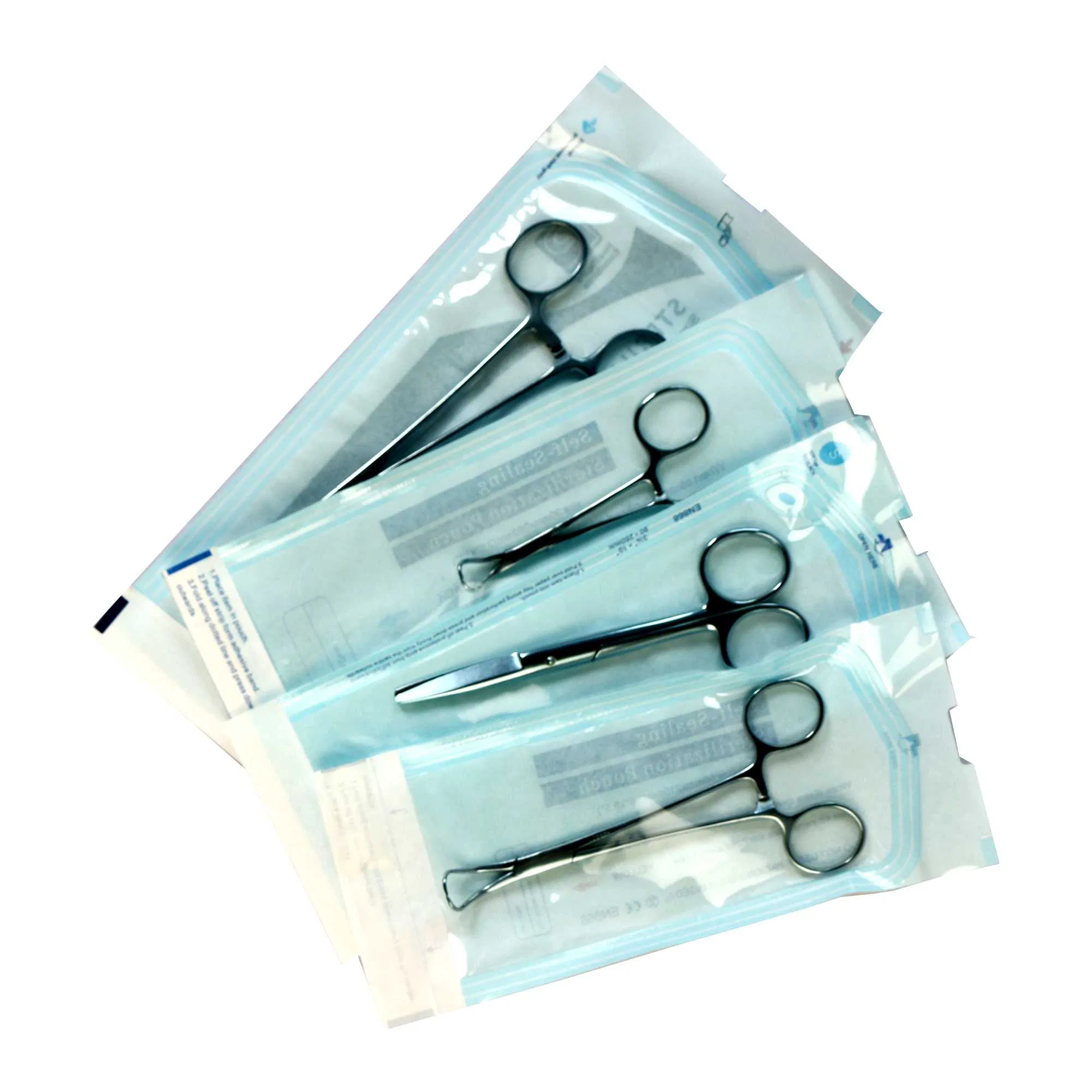 Fabricante Fábrica CE ISO FDA Embalagem Médica Descartável Saco Plano com Fundo Lateral Auto Selante Selagem a Quente Estéril Saco de Papel para Esterilização