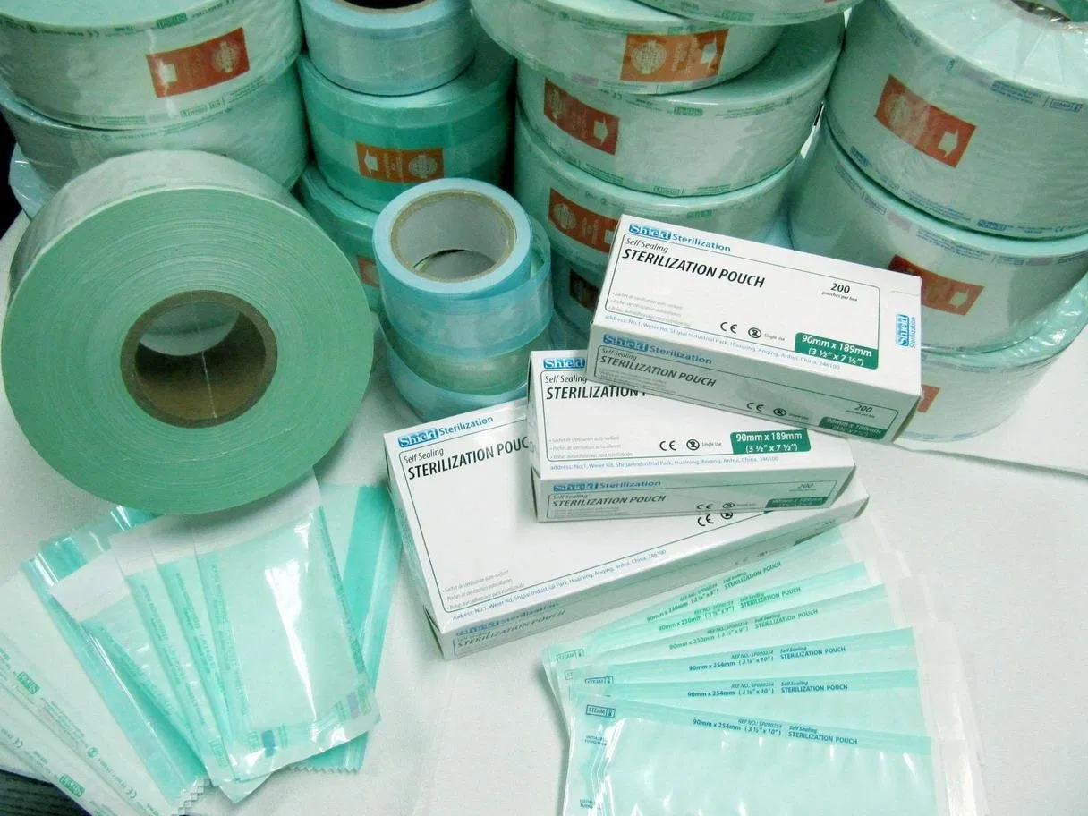 Bib descartável dental bolsa de esterilização autoadesiva plana