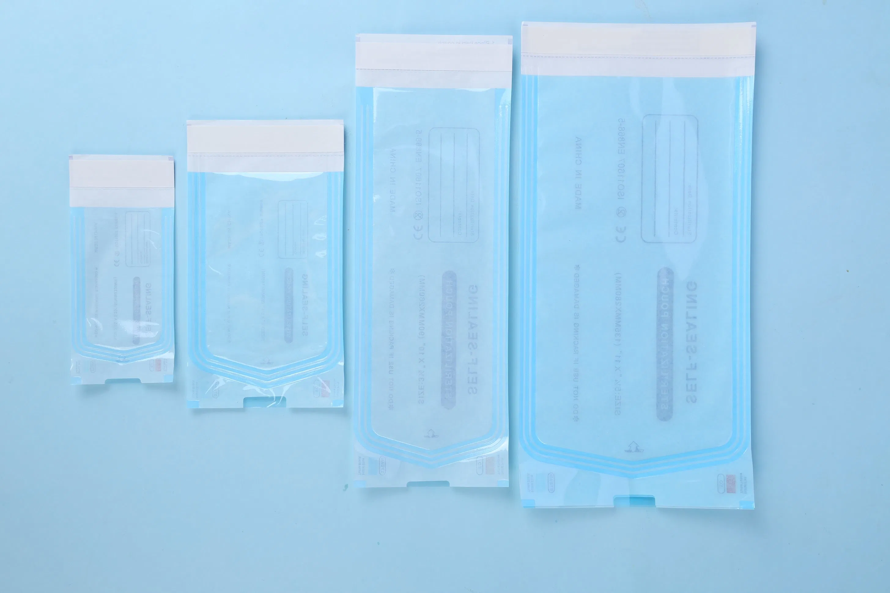 Saco de embalagem de esterilização de alta qualidade descartável médico autoadesivo para esterilização a gás EO, saco de esterilização a vapor para uso em hospitais dentários e salões