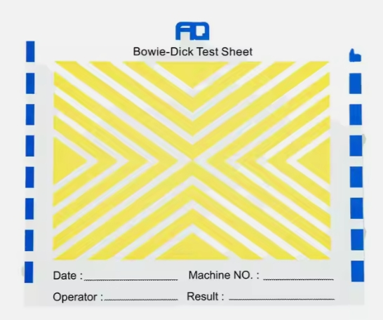 Teste de Bowie Dick descartável certificado pela ISO para monitoramento de esterilização a vapor, papel de qualidade para curativos