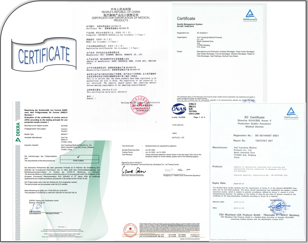 Certificados CE FDA ISO