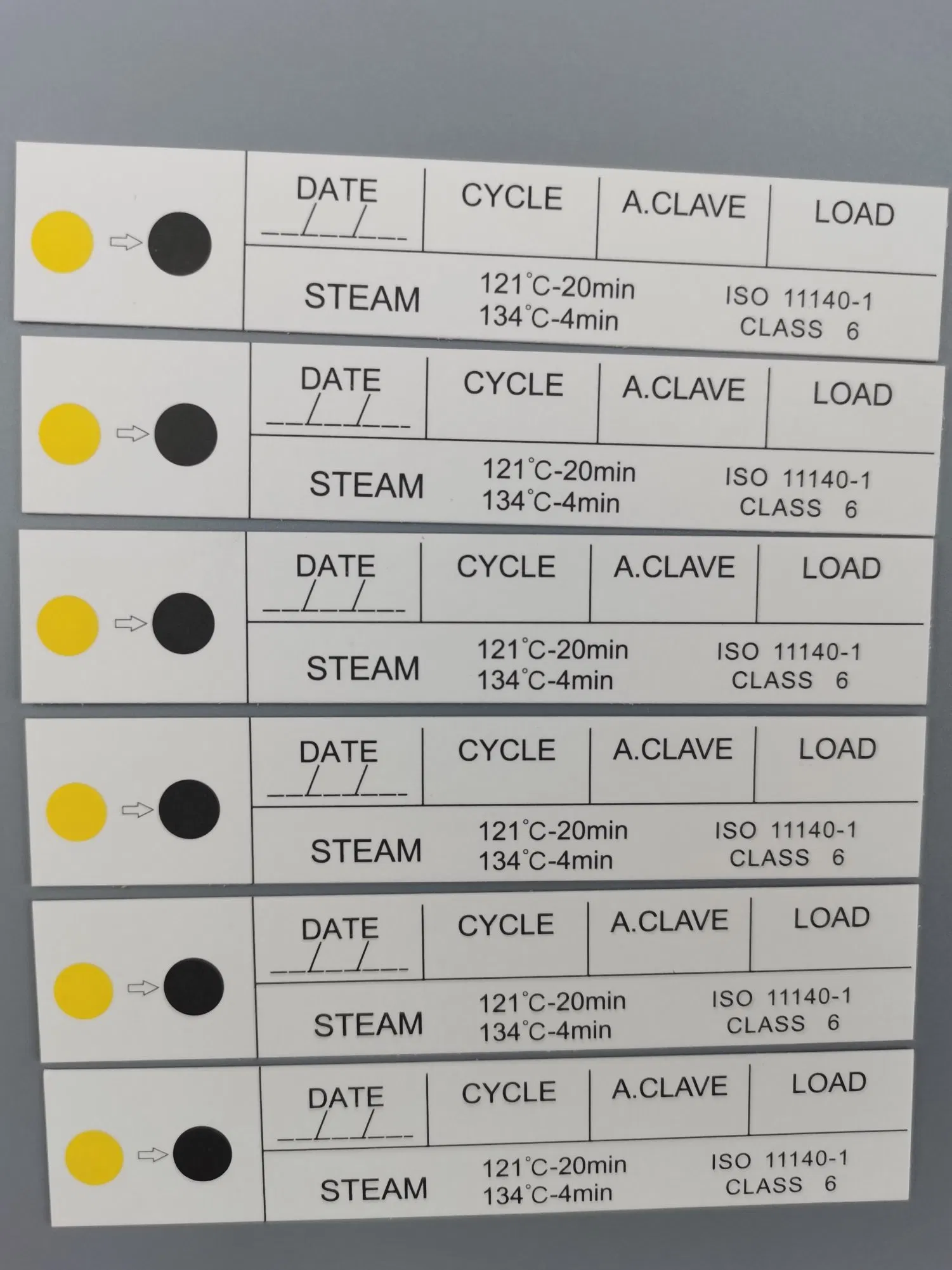 Cartão Indicador de Esterilização por Vapor/Eo/Plasma Classe 3/4/5/6