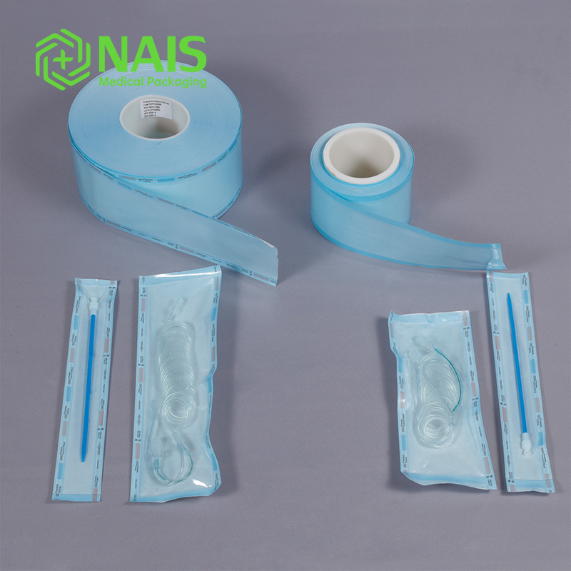 Saco de embalagem em rolo plano para esterilização com selagem a calor de grau médico e dental