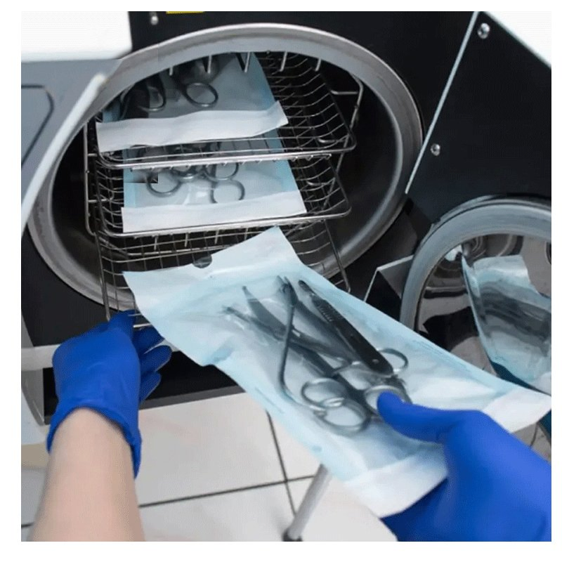 Pouches adesivas planas descartáveis para autoclave dental de grau médico